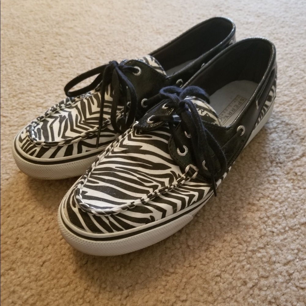 Sperry sneakers; zebra print; size 9